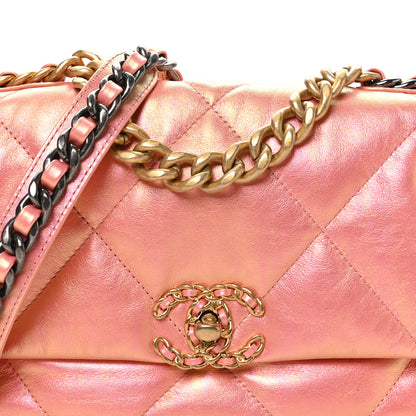 Chanel Iridescent Calfskin Quilted Medium Chanel 19 Flap Pink 8 of 10
