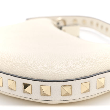 Valentino Garavani Grainy Calfskin Mini Rockstud Hobo Ivory 9 of 11