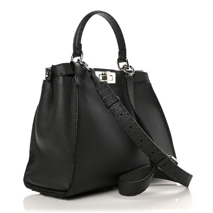 Fendi Cuoio Romano Selleria Bi-Color Medium Peekaboo Iconic Satchel Asfalto Latte 2 of 9