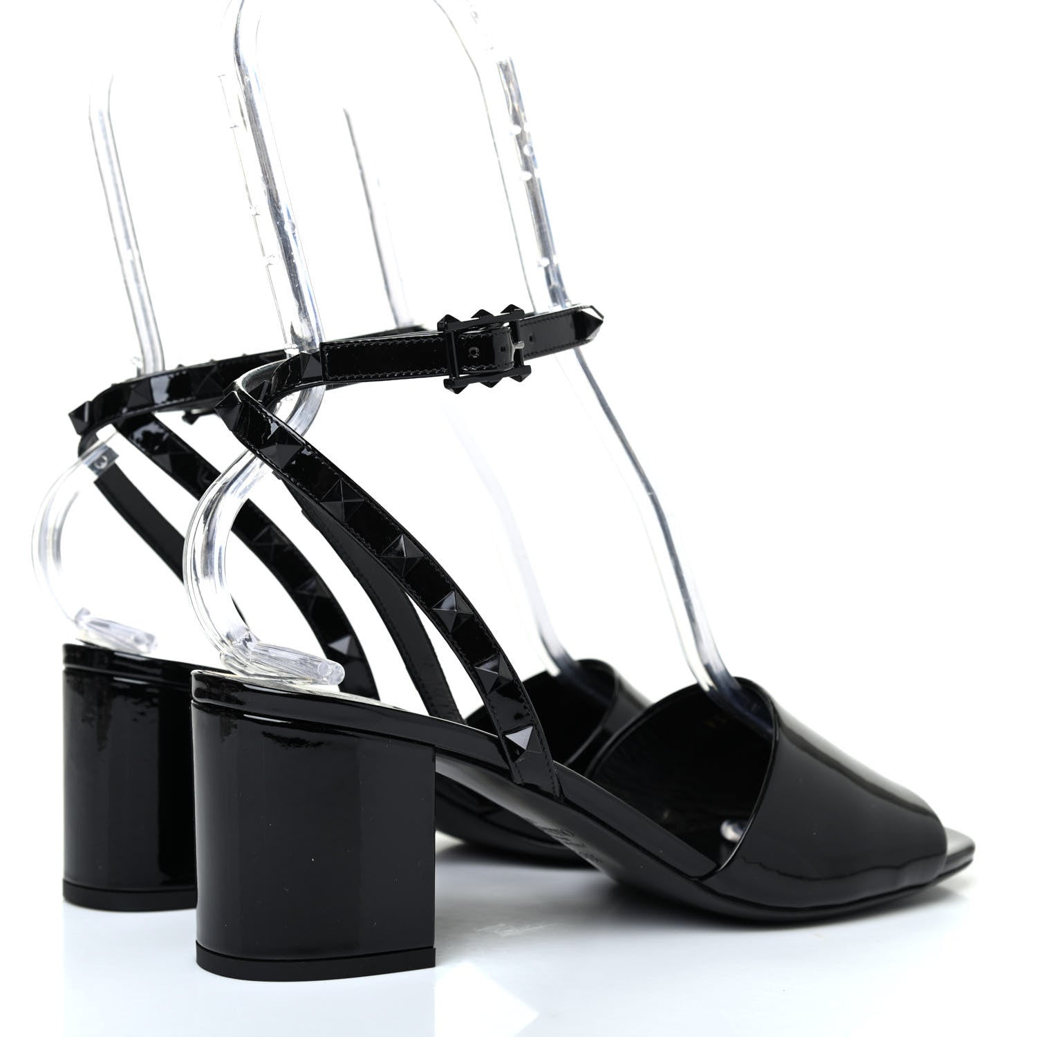 Valentino Garavani Patent Rockstud Block Ankle Strap 60mm Sandals 38.5 Black 3 of 4