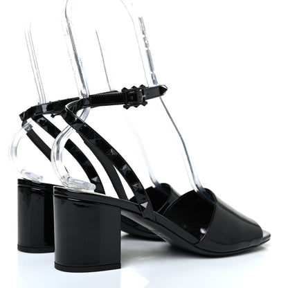 Valentino Garavani Patent Rockstud Block Ankle Strap 60mm Sandals 38.5 Black 3 of 4