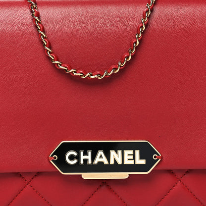Chanel Lambskin Quilted Retro Label Clutch Red 9 of 12