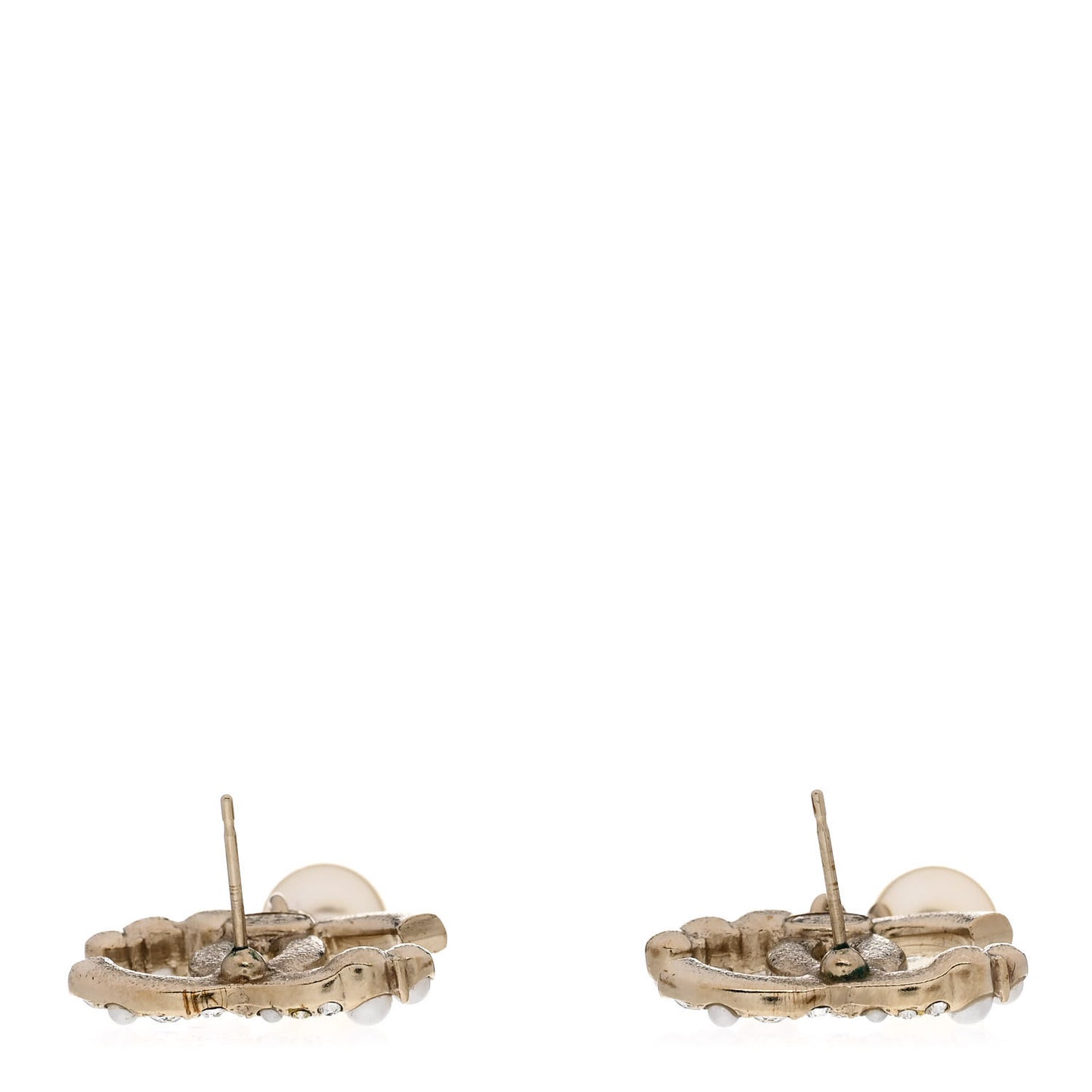 Crystal Pearl CC Drop Earrings  Gold Pearly White