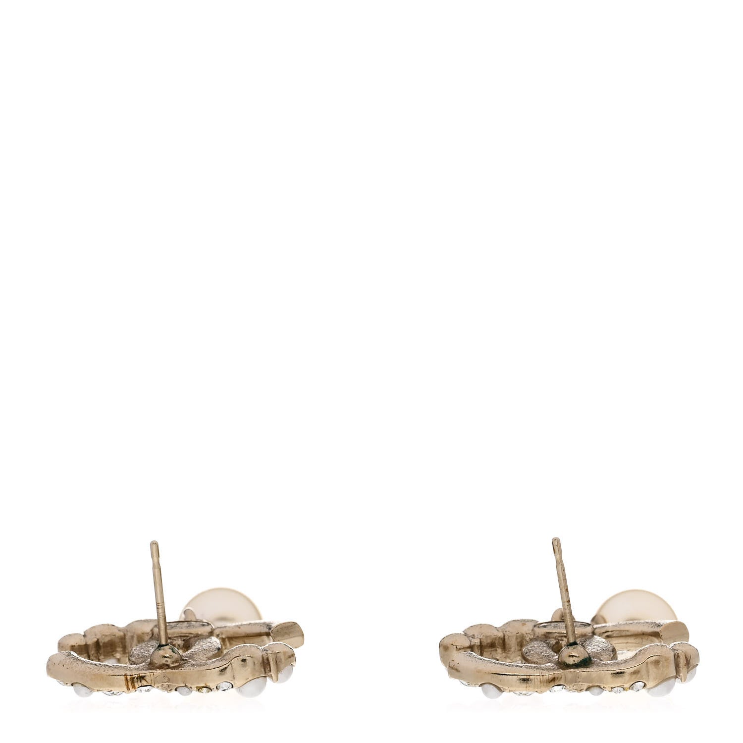 Chanel Crystal Pearl CC Drop Earrings  Gold Pearly White 3 of 4