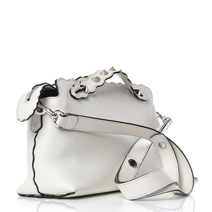 Fendi Vitello Dolce Scalloped Studded Medium By The Way Boston Bag White Ice 3 of 10