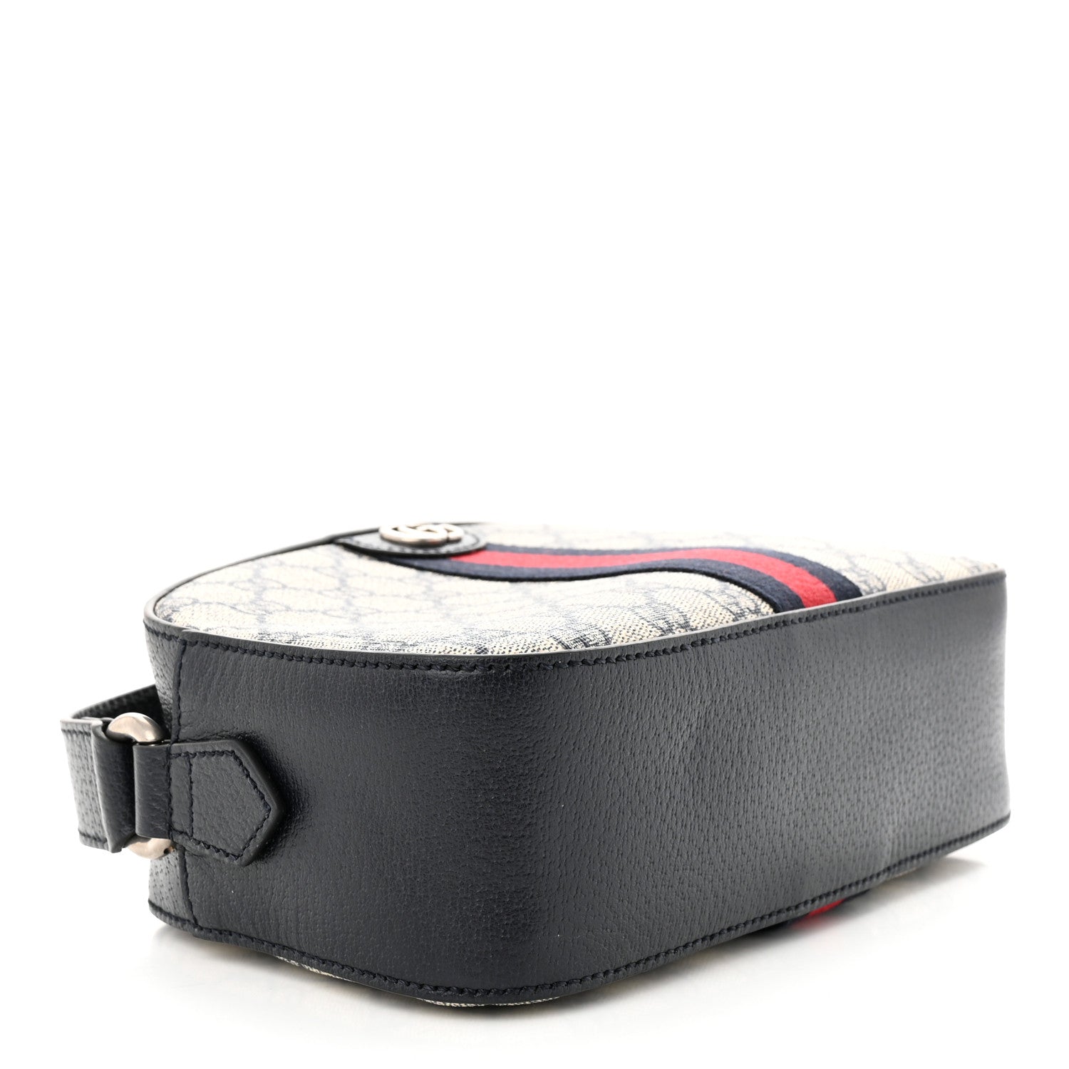 Gucci GG Supreme Monogram Textured Dollar Calfskin Web Small Ophidia Camera Bag Beige Blue 4 of 10