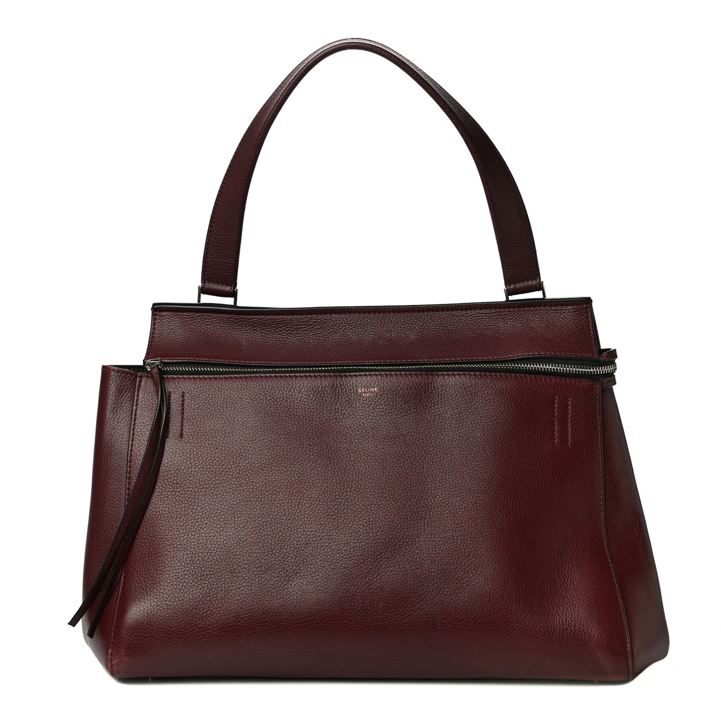 Drummed Calfskin Large Edge Shoulder Bag Burgundy