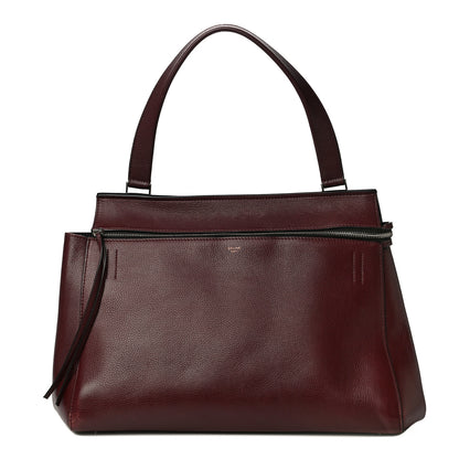 Celine Drummed Calfskin Large Edge Shoulder Bag Burgundy 1 of 32