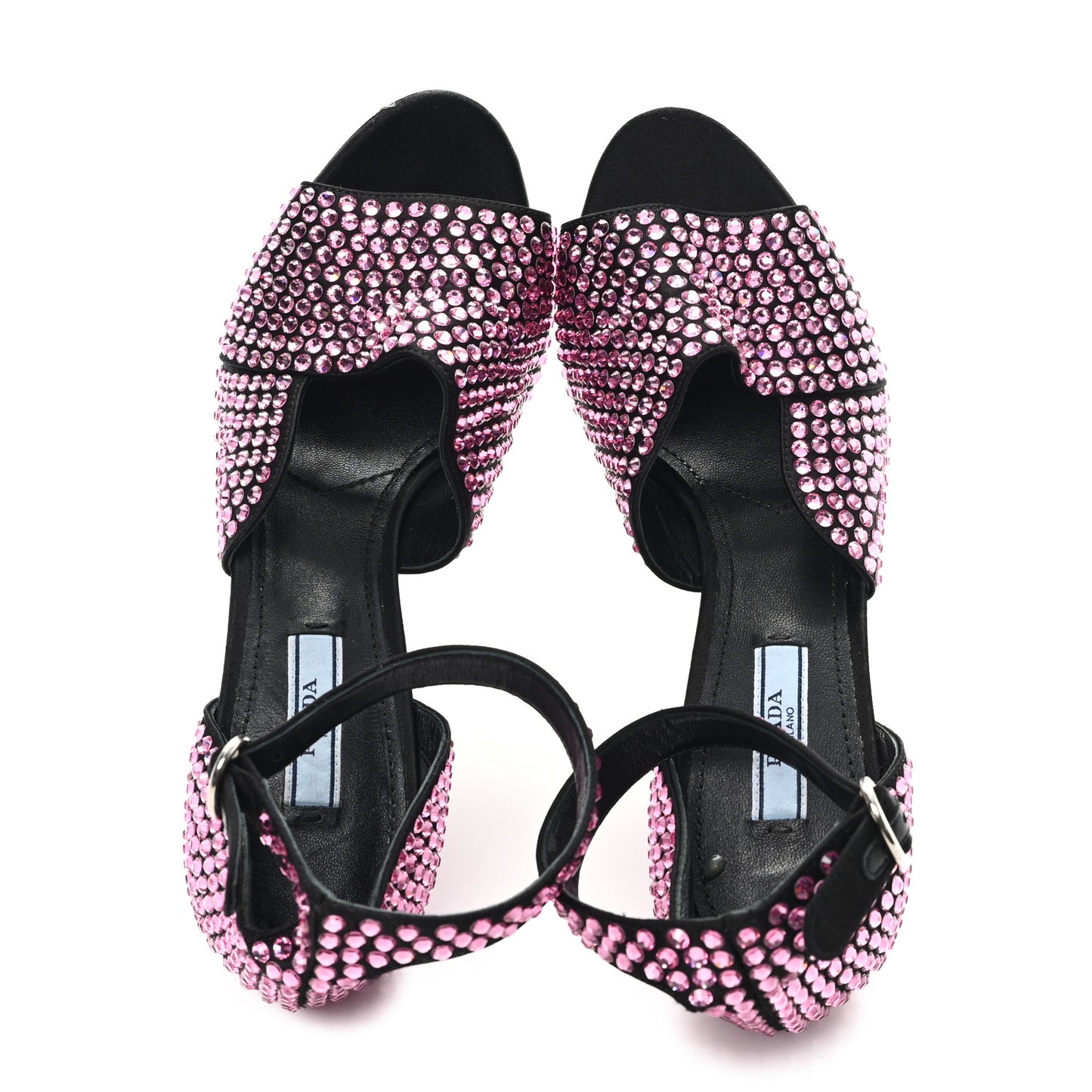 Satin Crystal Ankle Wrap 105mm Sandals 38 Rosa
