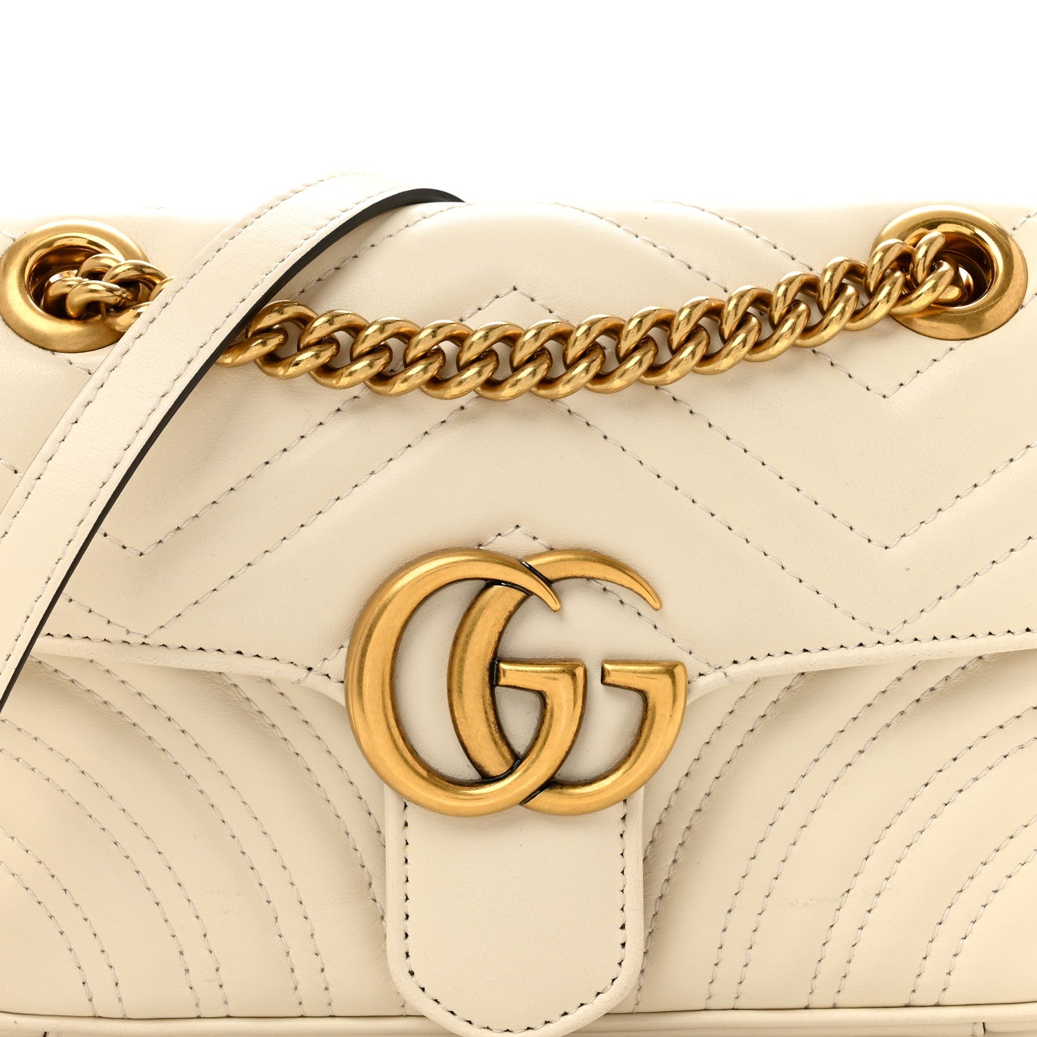 Gucci Calfskin Matelasse Mini GG Marmont Shoulder Bag White 8 of 14