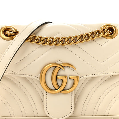 Gucci Calfskin Matelasse Mini GG Marmont Shoulder Bag White 8 of 14