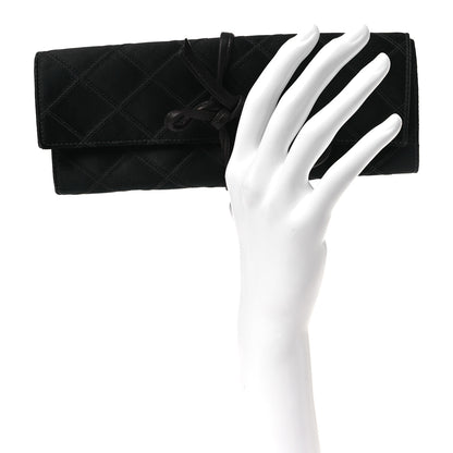 Chanel Satin Quilted Jewelry Roll Case Black 2 of 10