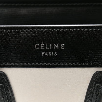 Celine Smooth Calfskin Lizard Embossed Nano Luggage White Black 6 of 12