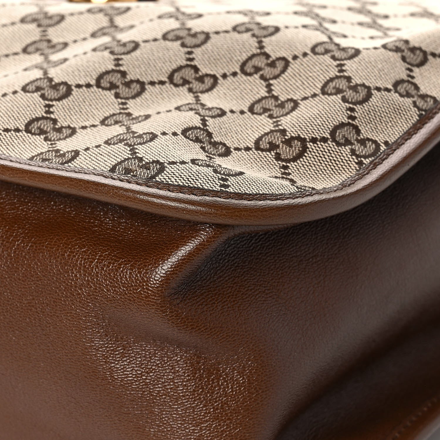 Gucci Monogram Calfskin Large Horsebit 1955 Tote Bag Beige Brown Sugar 11 of 15