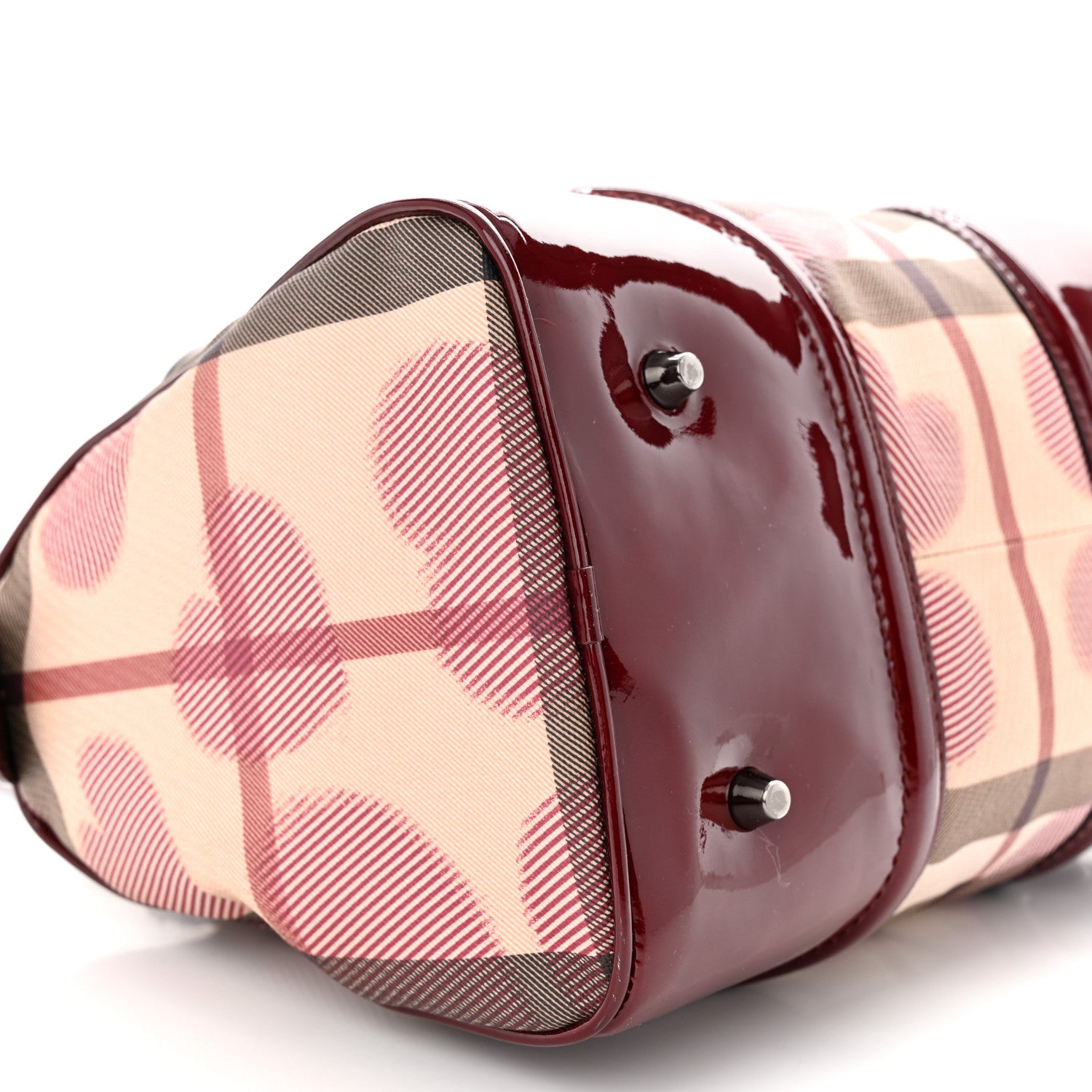 Burberry Nova Check Heart Small Chester Bowling Bag Berry Red 9 of 10