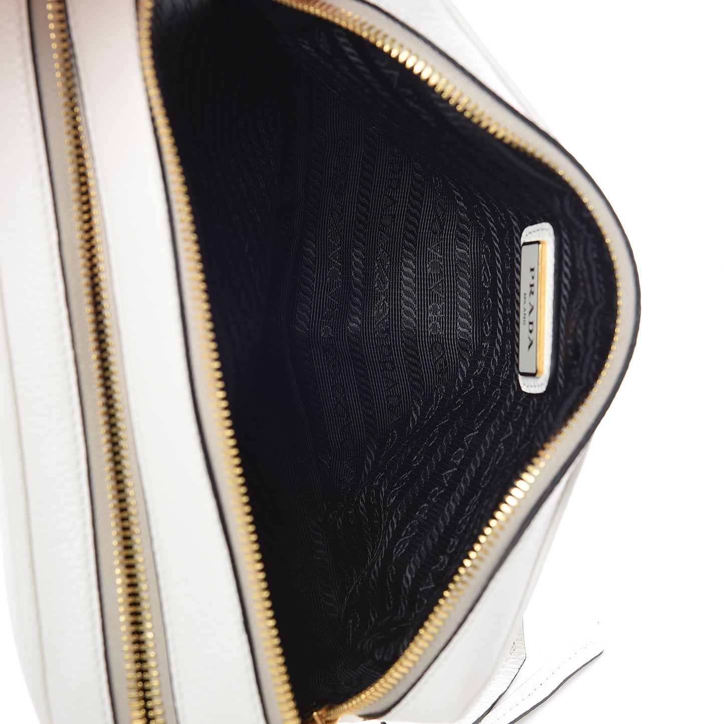 Vitello Daino Medium Double Zip Shoulder Bag White