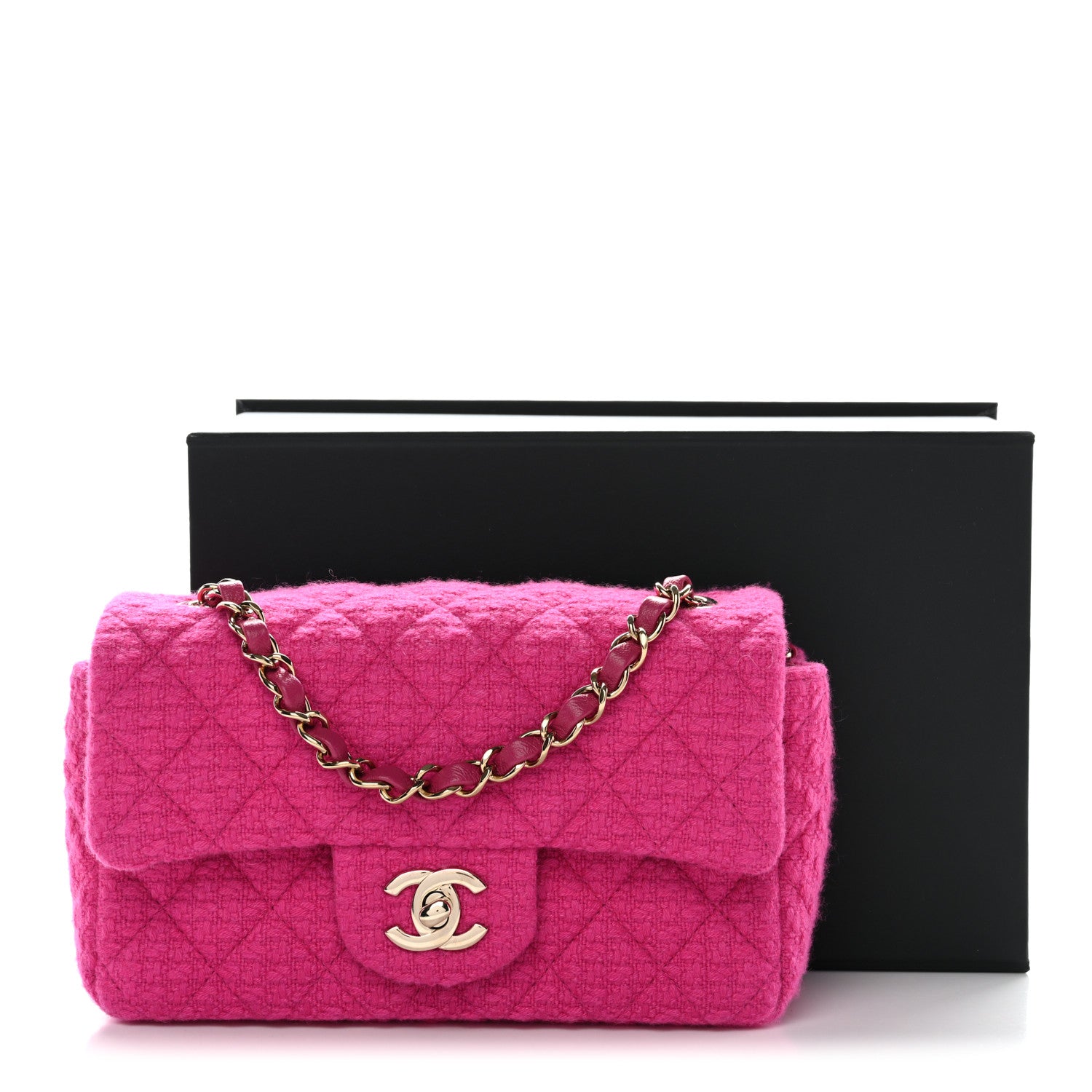 Chanel Tweed Quilted Mini Rectangular Flap Fuchsia 11 of 11