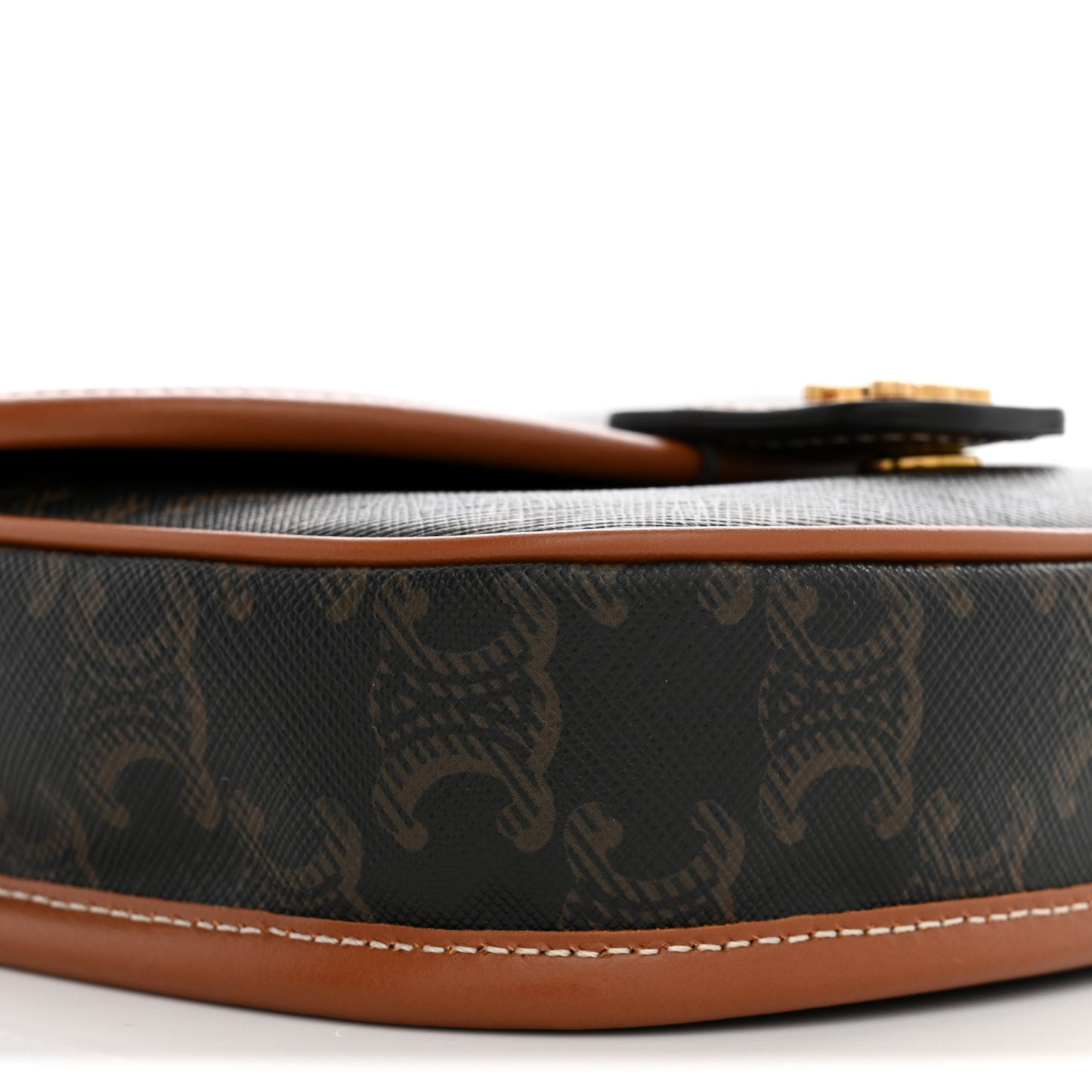 Canvas Calfskin Triomphe Mini Besace Tan