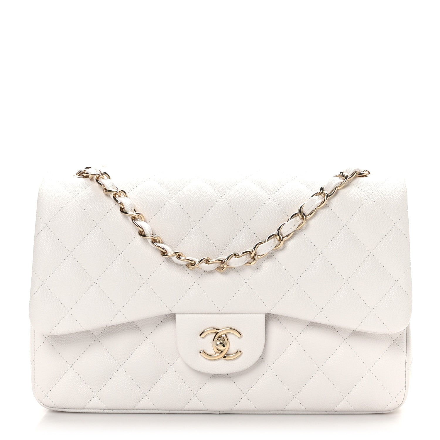 Chanel Caviar Quilted Jumbo Double Flap White 1 of 11