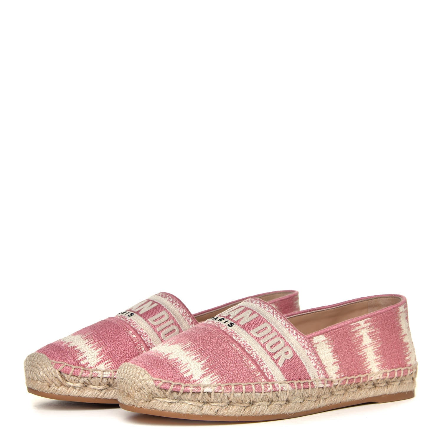 Christian Dior Cotton D-Stripes Embroidered Granville 15mm Espadrilles 38.5 Deep Nude 4 of 10