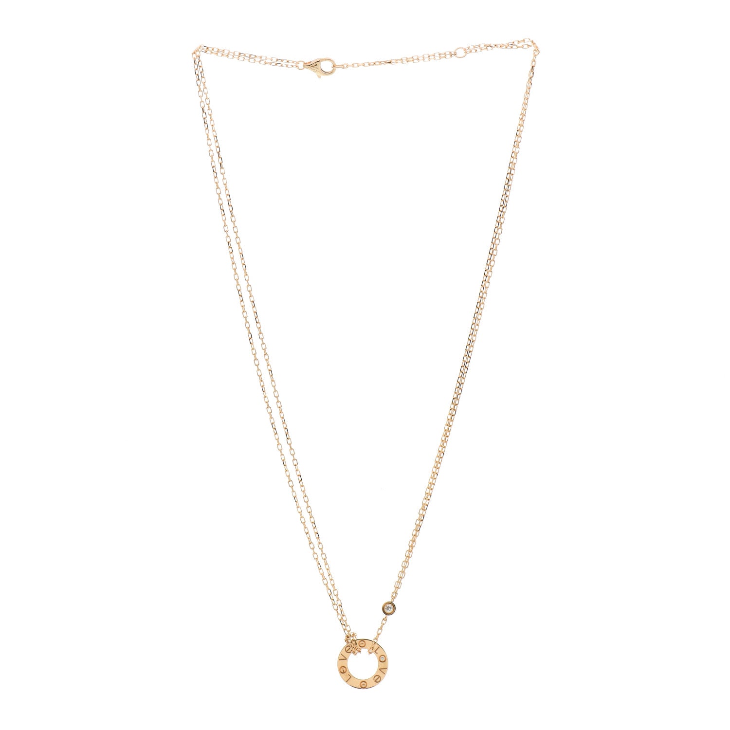 Cartier 18K Yellow Gold 2 Diamond LOVE Necklace 2 of 5