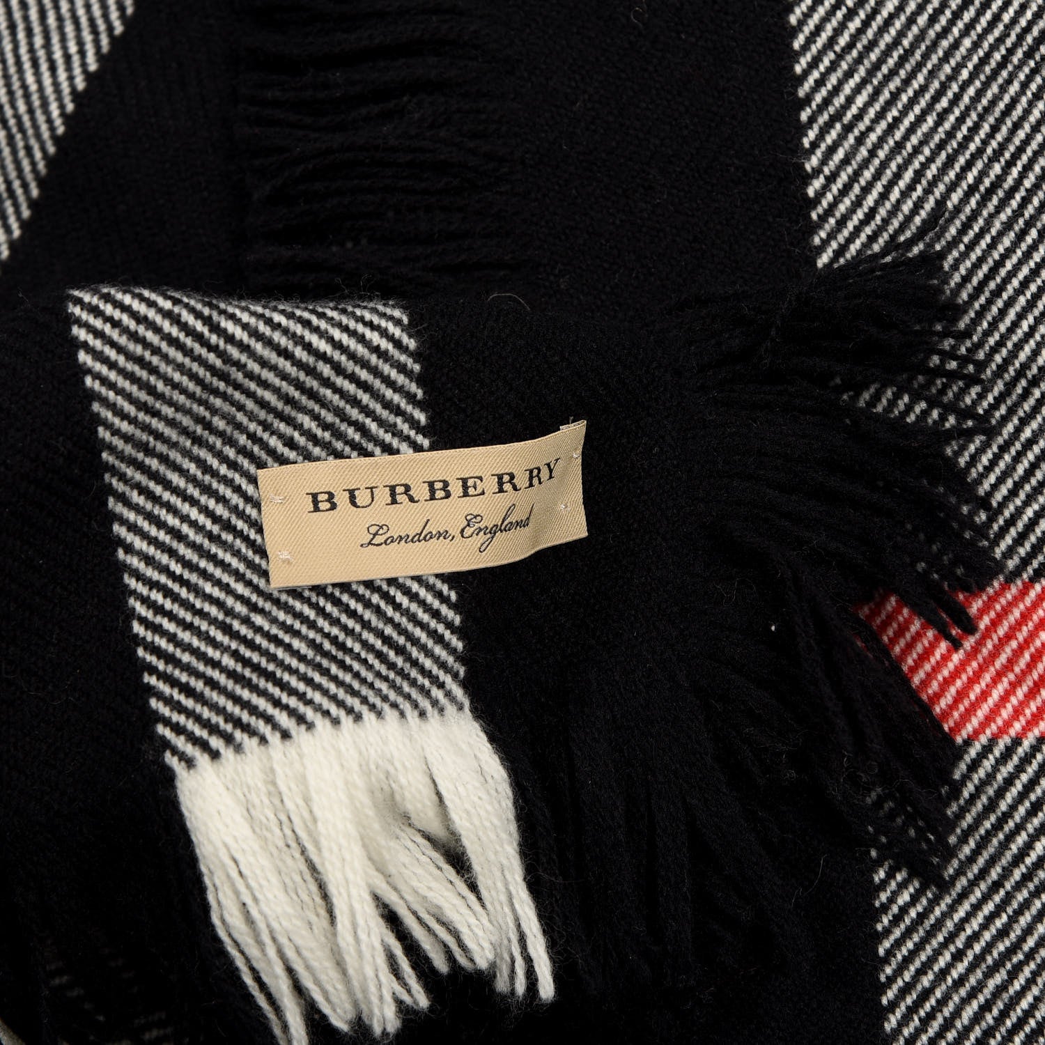 Burberry Wool Half Mega Check Fringe Scarf Black 3 of 4