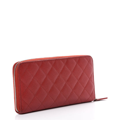 Chanel Caviar Quilted Large Gusset Zip Around Wallet Red 2 of 13