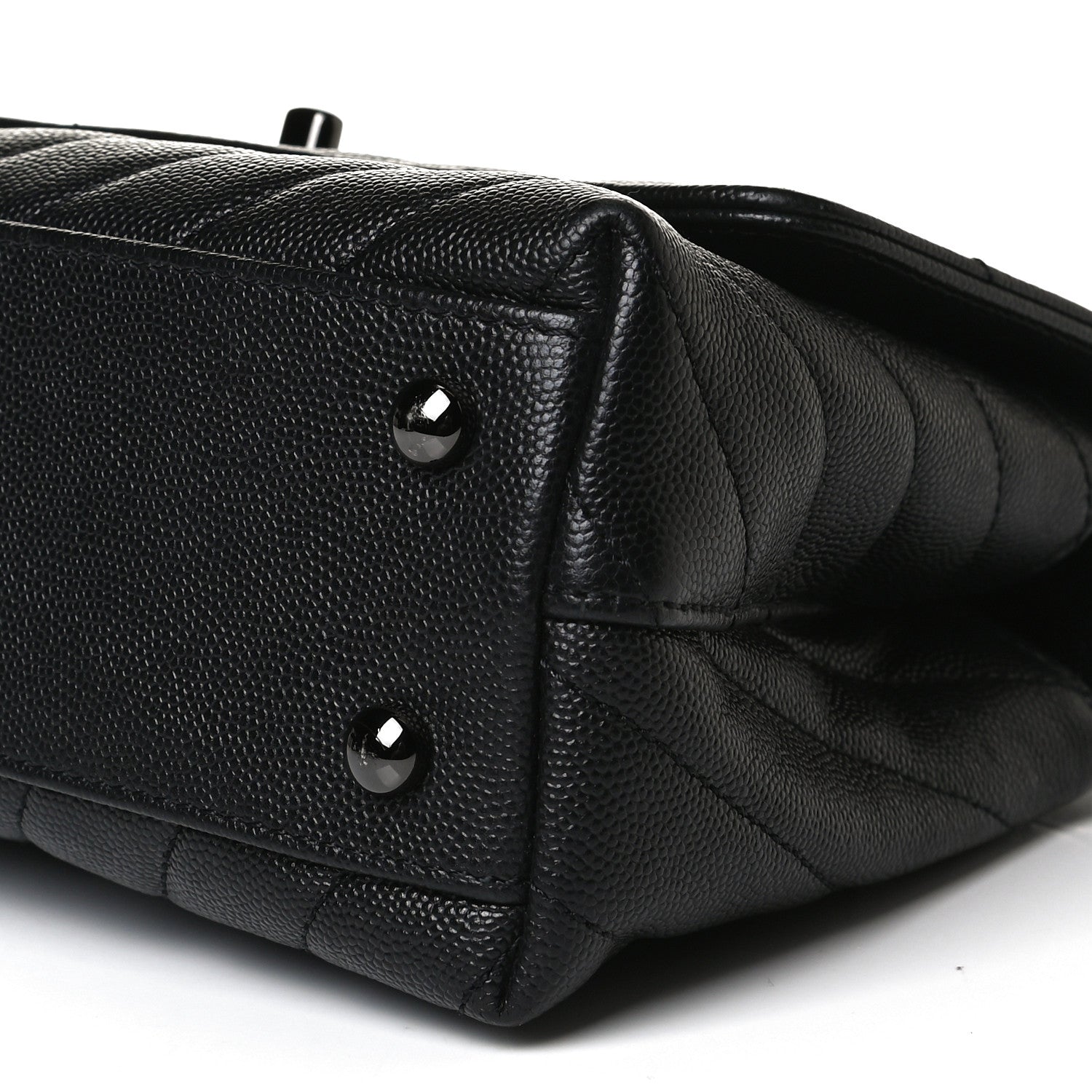 Chanel Caviar Chevron Quilted Mini Coco Handle Flap So Black 11 of 13