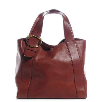 Gucci Washed Calfskin Horse-Heads Medium Ribot Tote Brown 1 of 8