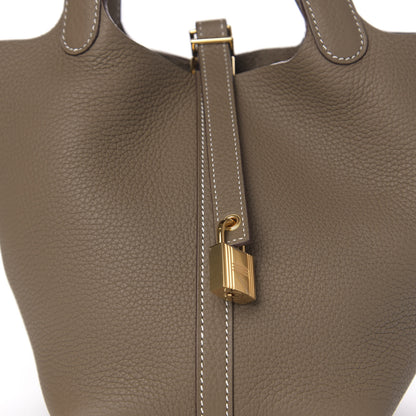 Hermes Taurillon Clemence Picotin Lock 18 PM Etoupe 10 of 11