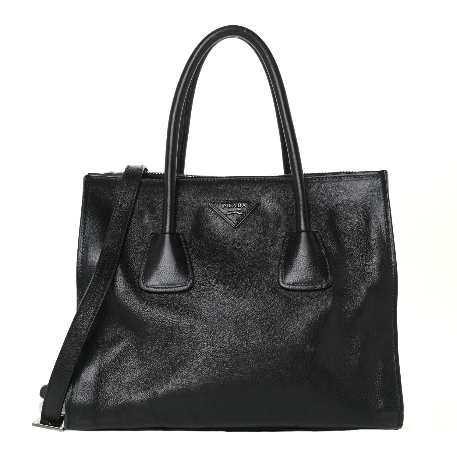 Prada Glace Calf Twin Pocket Tote Black 1 of 17