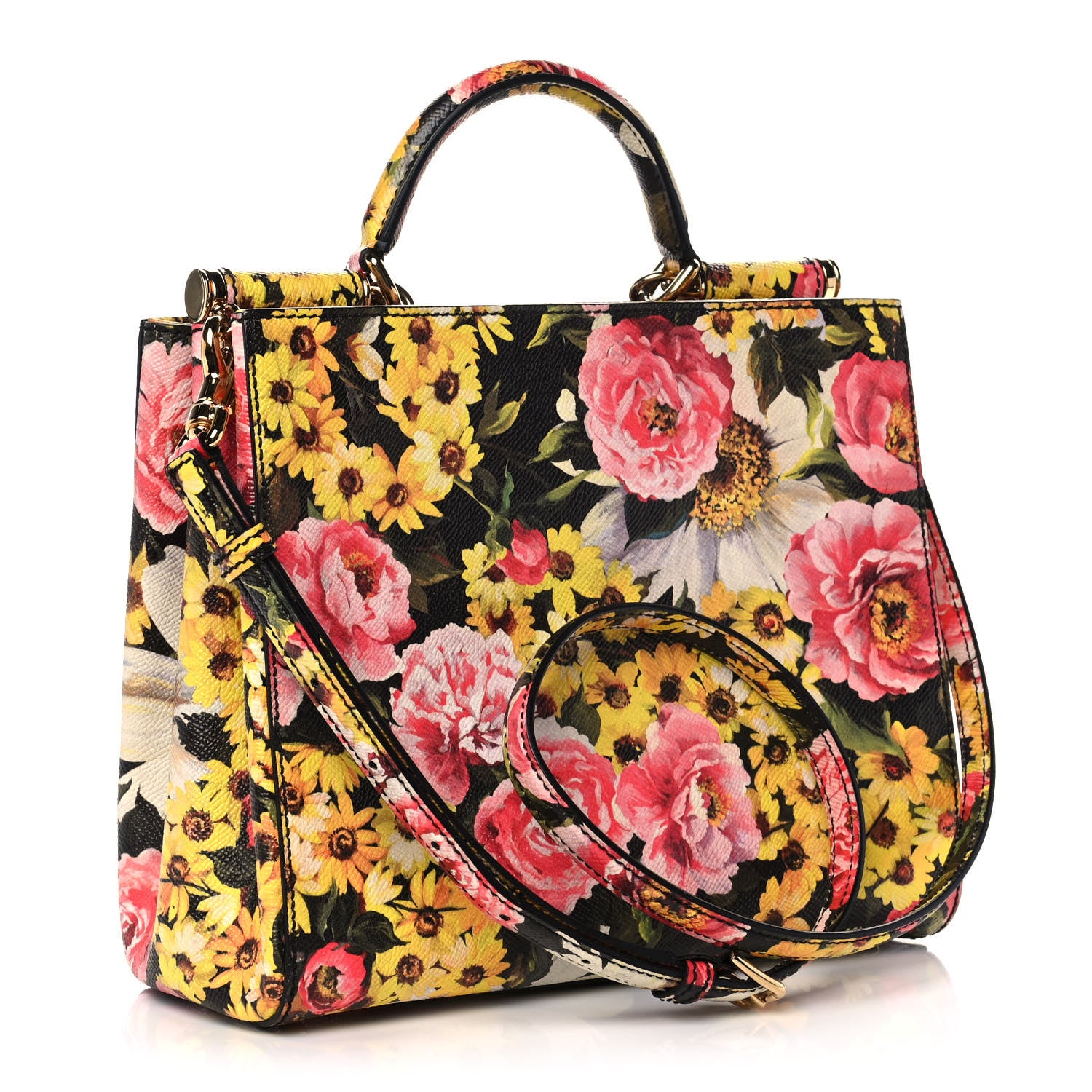 Dolce & Gabbana Dauphine Floral Print Miss Sicily Satchel Peony Margherita 3 of 9