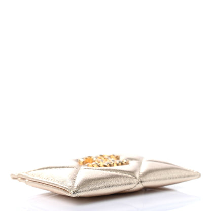 Chanel Metallic Lambskin Quilted Chanel 19 Card Holder Gold 3 of 4