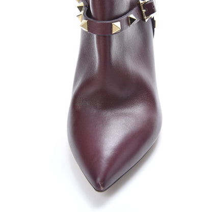 Valentino Garavani Calfskin Rockstud Double Buckle 100mm Ankle Boots 37.5 Rubin 17 of 17