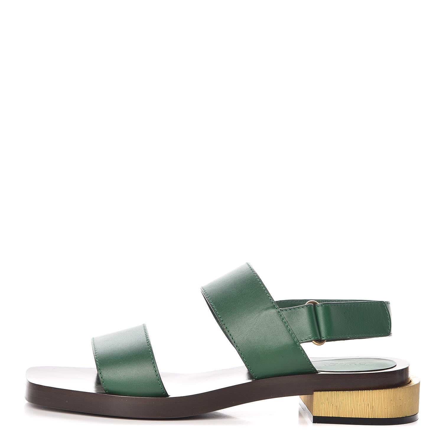 Gucci Calfskin Sandals 40 Gold Green 1 of 10