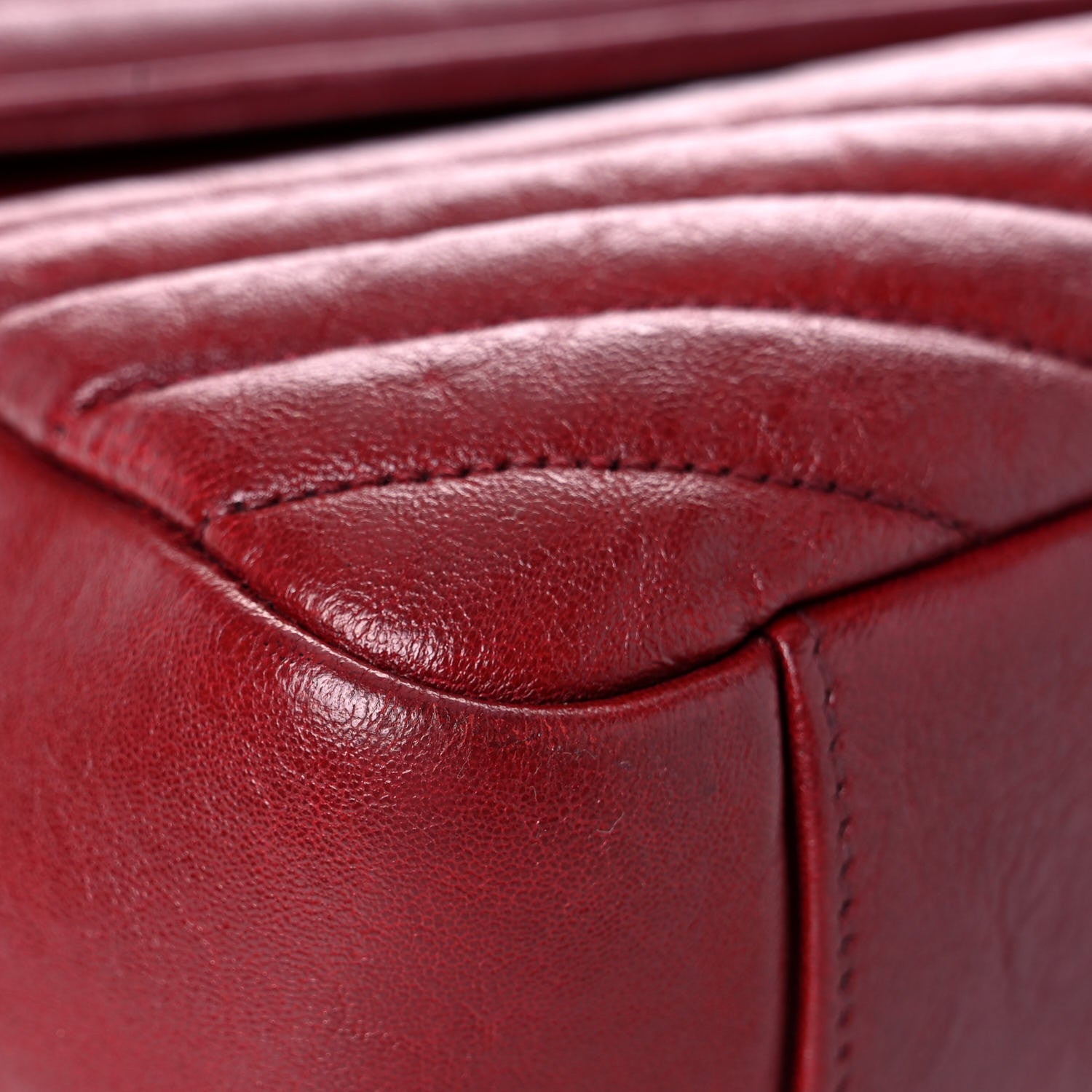 Saint Laurent Sheepskin Matelasse Chevron Large College Monogram Satchel Oxblood 9 of 26