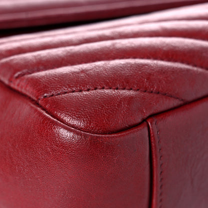 Saint Laurent Sheepskin Matelasse Chevron Large College Monogram Satchel Oxblood 9 of 26