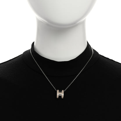 Hermes Lacquered Palladium Pop H Pendant Necklace Marron Glace 2 of 6