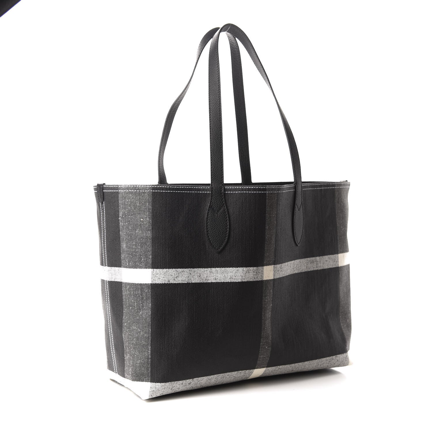 Burberry Coated Canvas Mega Check Medium Doodle Tote Black White 3 of 9