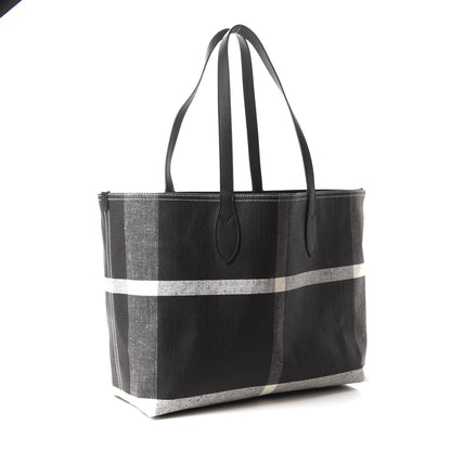 Burberry Coated Canvas Mega Check Medium Doodle Tote Black White 3 of 9