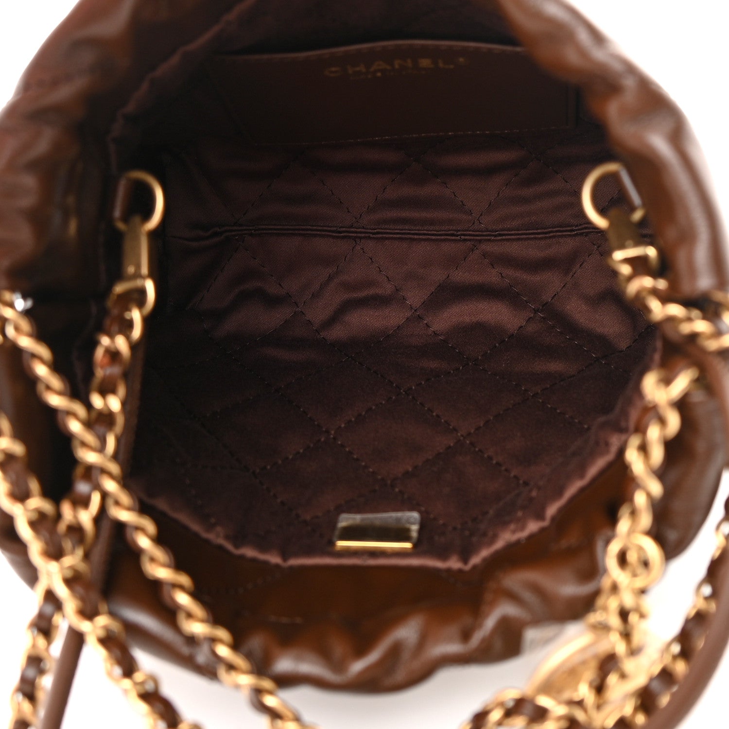 Chanel Shiny Calfskin Quilted Mini Chanel 22 Brown 5 of 11