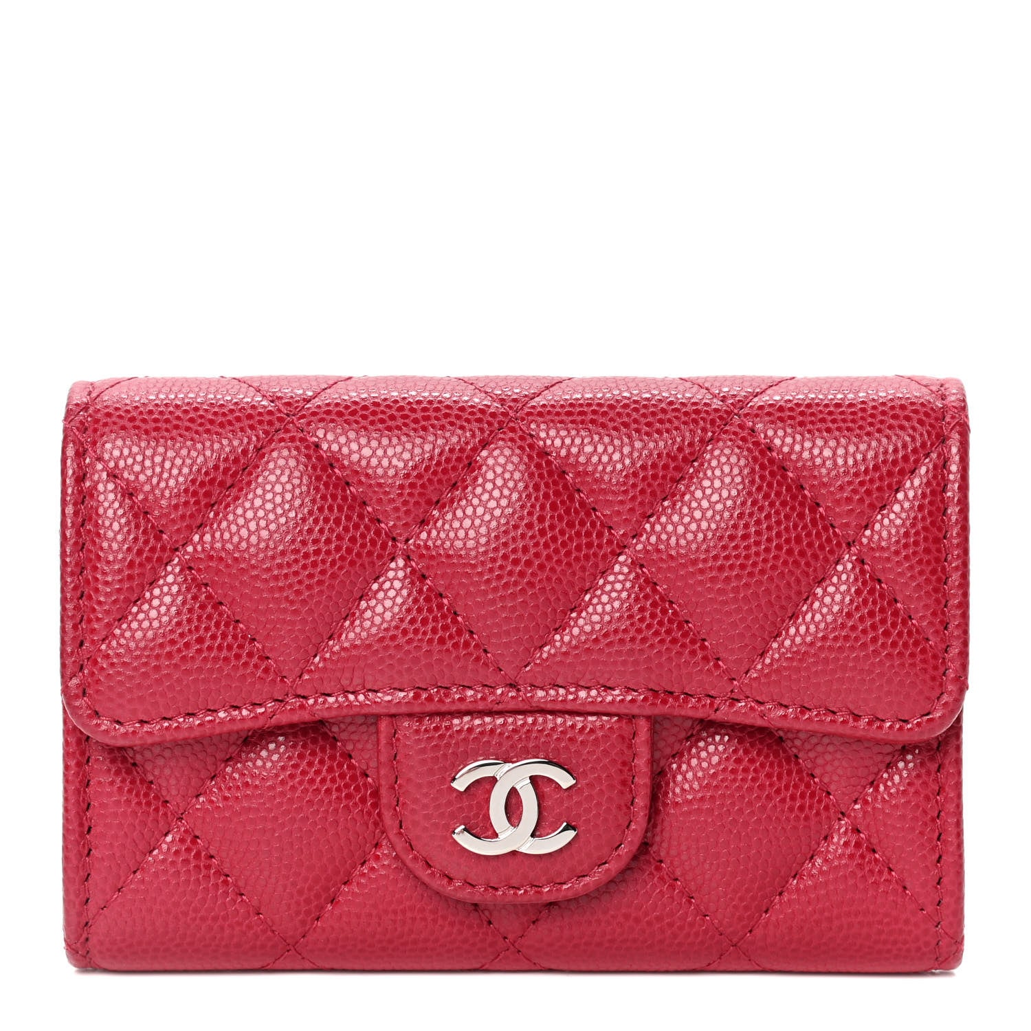 Chanel Caviar Quilted Flap Card Holder Dark Pink 1 of 4
