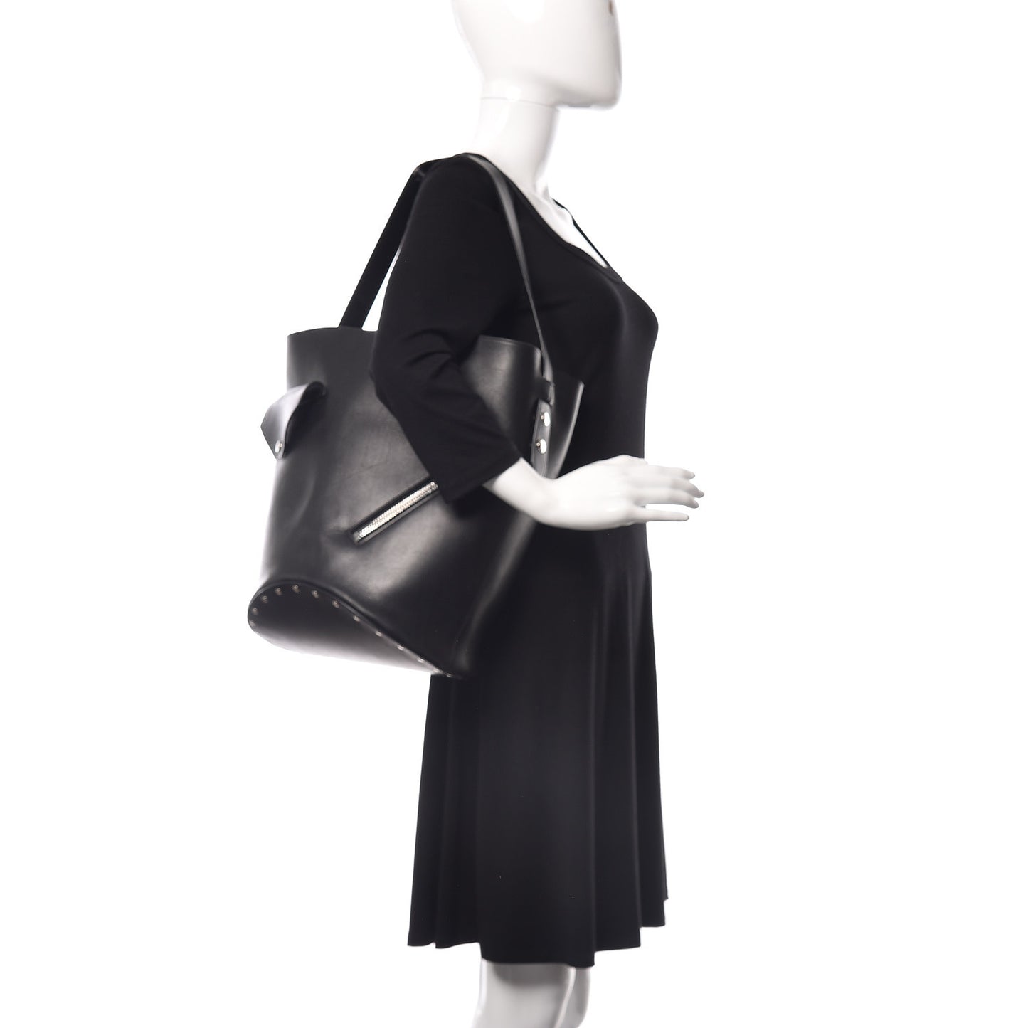 Natural Calfskin Biker Bucket Shoulder Bag Black Sunflower