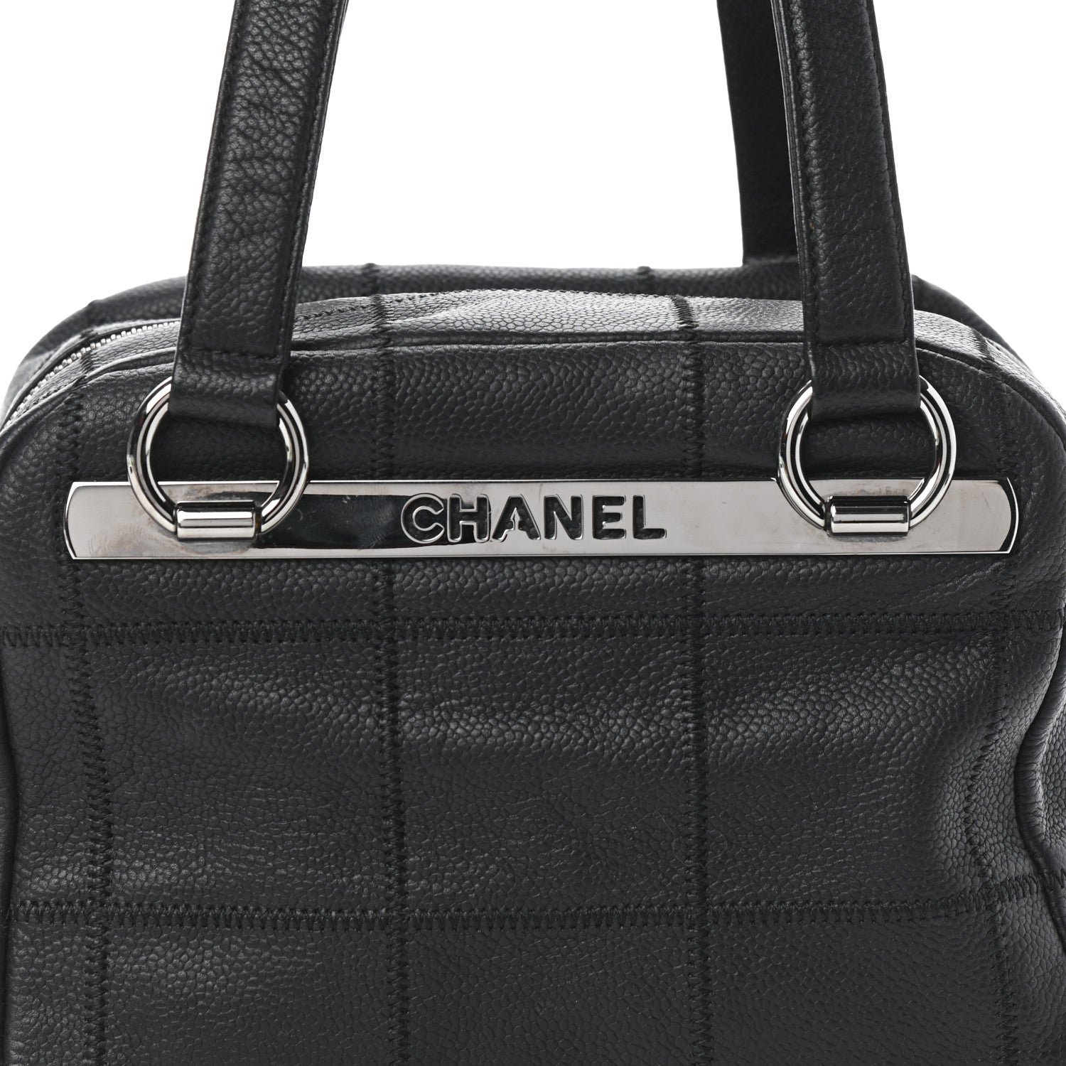 Chanel Caviar Square Stitched Bowler Black 7 of 9