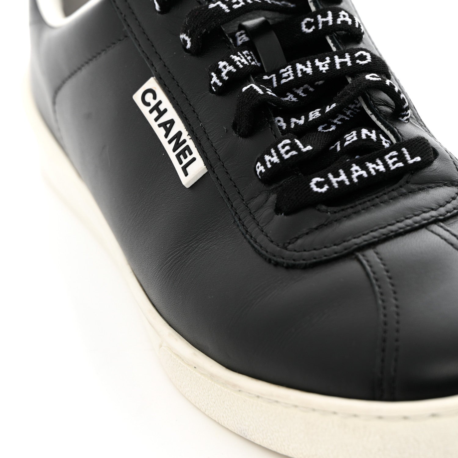 Chanel Calfskin CC Womens Sneakers 38 Black 10 of 14