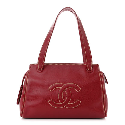 Chanel Caviar CC Stitched Tote Red 1 of 11