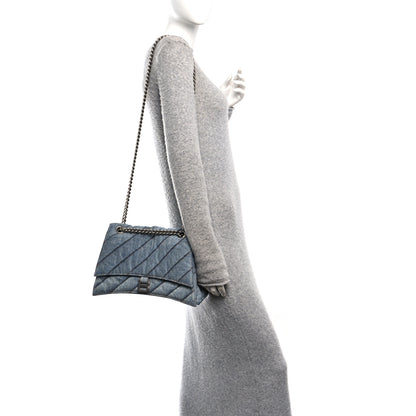 Balenciaga Washed Denim Quilted Medium Crush Chain Bag Denim Blue 2 of 10
