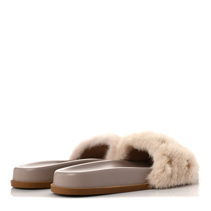 Valentino Garavani Mink Fur Rockstud Slide Sandals 36 Vapeur 4 of 7