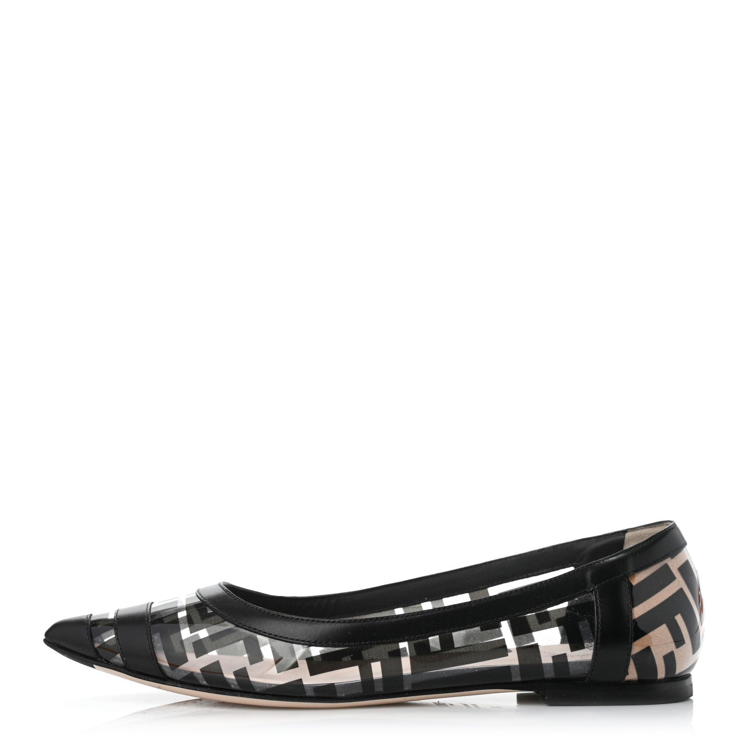 Fendi PVC Calfskin FF Colibri Ballerina Flats 36 Black 1 of 8