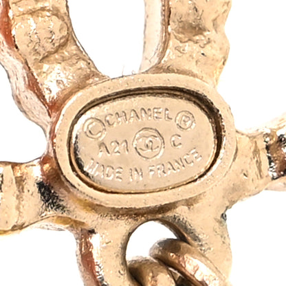 Chanel Pearl CC Camellia Drop Earrings Gold 4 of 4